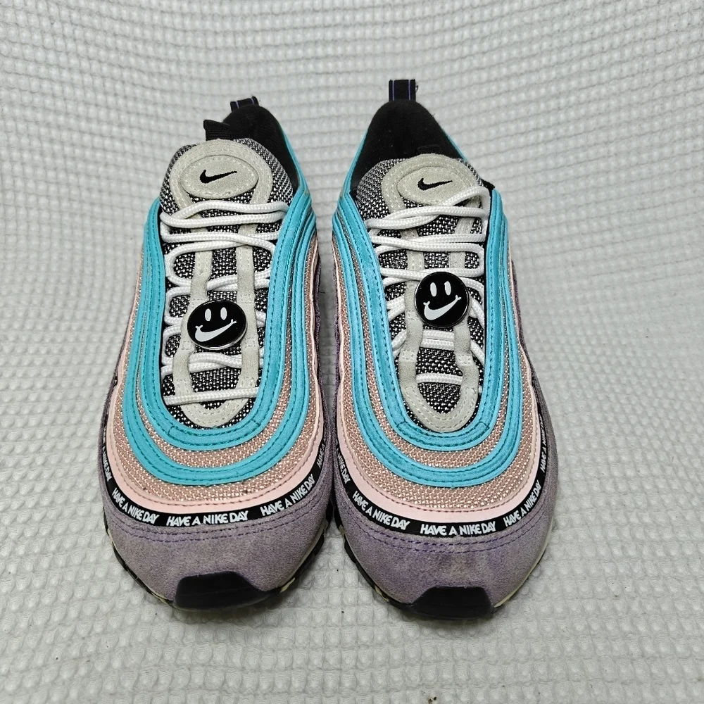 Nike Air Max 97 'Have a Nike Day' Purple White Black Coral Sneaker Youth Size 6Y
